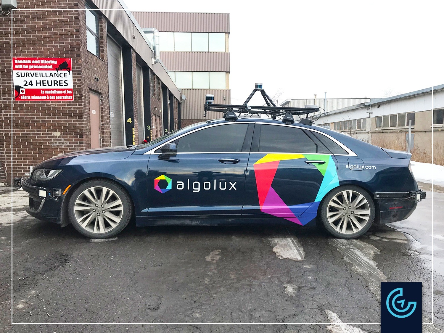 Vehicle lettering designed, printed and installed on 2017 Lincoln MKZ for Algolux