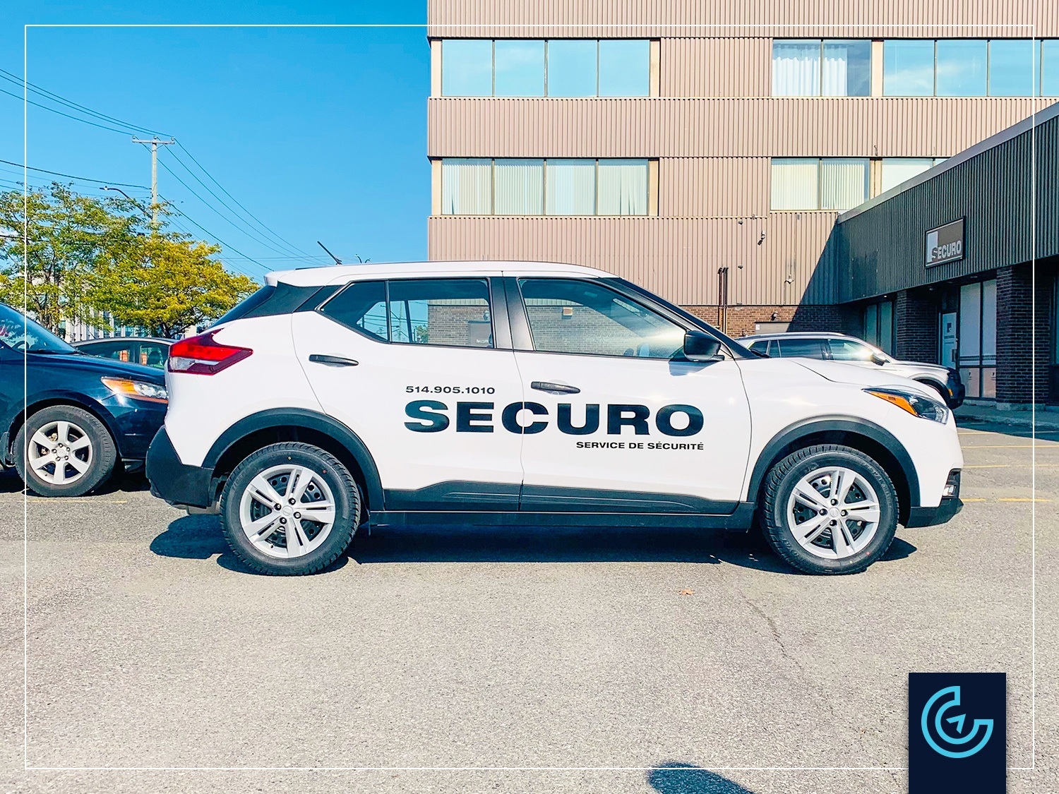 Vehicle lettering on the SUV 2020 Nissan Kicks for the security service provider Securo Group