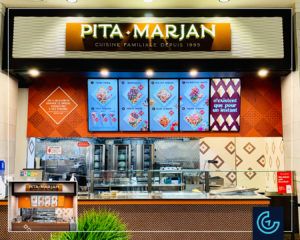 Wall graphic decor for the restaurant Pita Marjan in the shopping mall Galeries Joliette