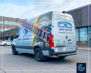 Partial vehicle wrap and lettering on the van 2020 Mercedes-Benz Sprinter High Roof for Megatron Électrique