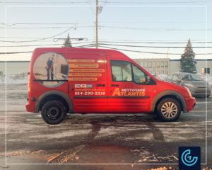 Vehicle lettering on 2012 Ford Transit Connect Cargo for Nettoyage Atlantis