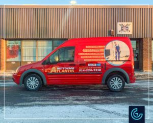 Vehicle lettering on 2012 Ford Transit Connect Cargo for Nettoyage Atlantis