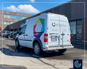 Vehicle lettering on a minivan 2013 Ford Transit Connect Cargo for Algolux