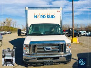 Complete wrap on the 16-foot cube on a Ford E-450 truck for Plomberie Nord Sud