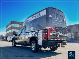 Service pickup truck wrap for a heavy industrial equipments provider on a 2021 Chevrolet Dumarax Crew Cab Long Bed with an 8-foot utility toolbox service body for Top Lift.