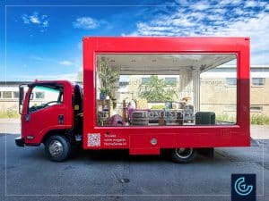 Complete vehicle wrap on a cargo truck 2022 Isuzu with a custom 12-foot cargo box, stylized as a mobile billboard for a publicity campaign by Homesense. Concept and marketing idea by Keystone Studios.
