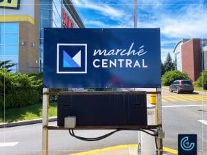 Parking signage designed, printed and installed for the shopping center Marché Central in Montreal.