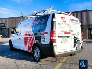 Habillage partiel et lettrage d'un fourgonnette 2020 Mercedes-Benz Metris, version cargo, pour l'entrepreneur général en construction Innovations Mancuso.