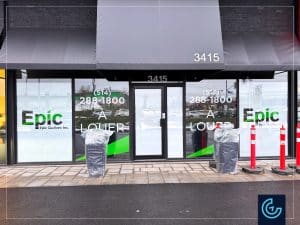 Temporary window graphics “For rent” printed and installed for the 3 stores located on Boul. Côte-Vertu, Saint-Laurent managed by the property management company Epic Quebec.